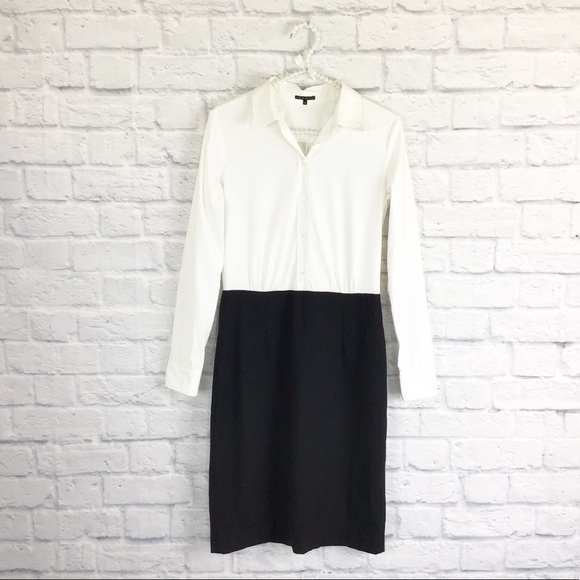 white top and black dress